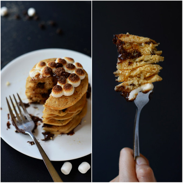 vegan smores pancakes via Minimalist Baker